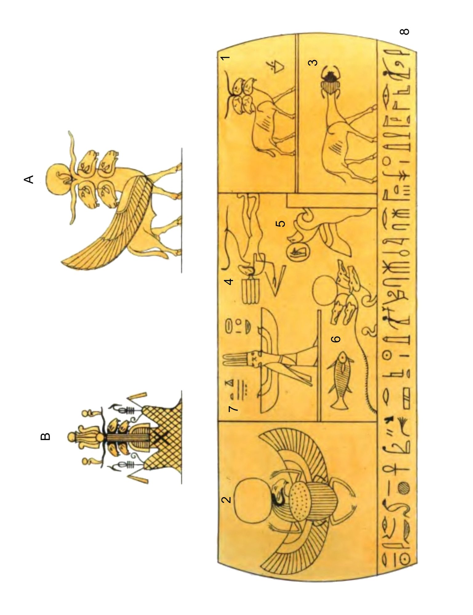 A hand-coloured lithograph plate of Amun-Ra, l'esprit des quatre éléments: the god in composite form with plumed crown, from Champollion's Panthéon égyptien.